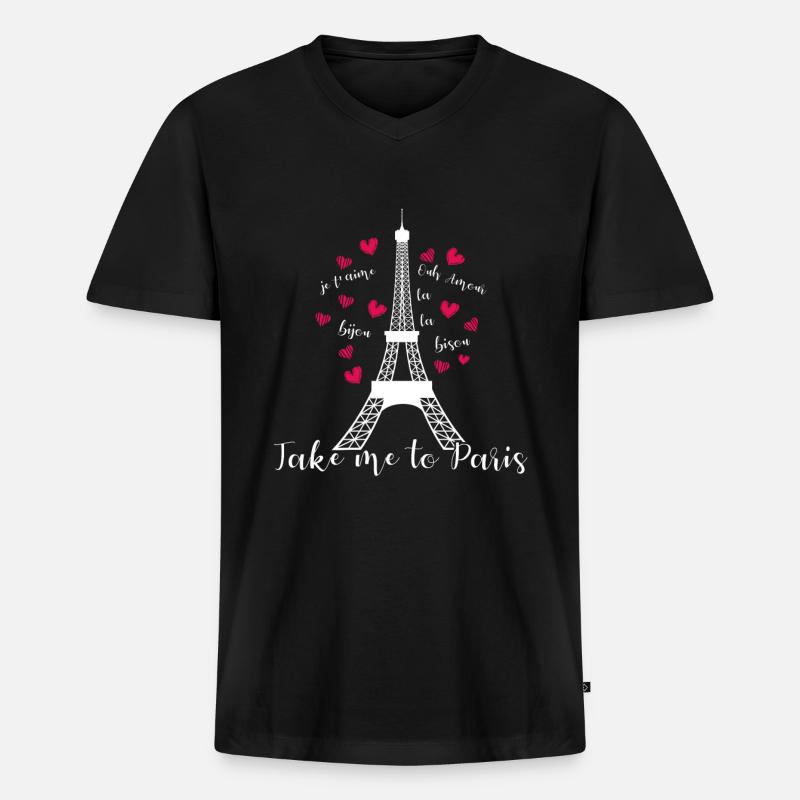Paris - Männer Premium Bio T-Shirt mit V-Ausschnitt - Schwarz