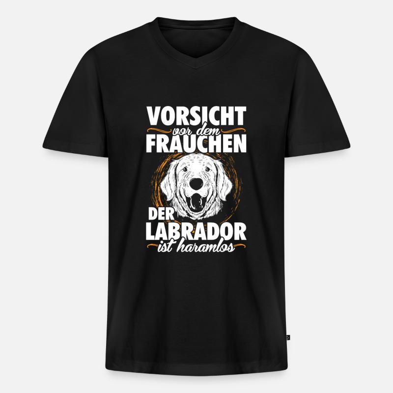 Labrador - Männer Premium Bio T-Shirt mit V-Ausschnitt - Schwarz