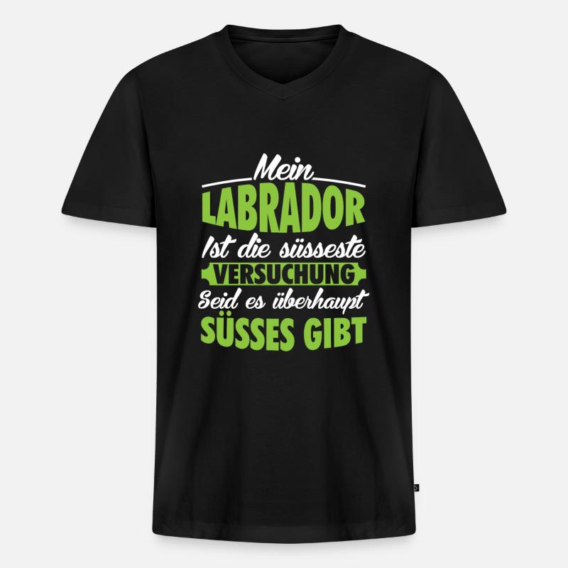 Labrador - Männer Premium Bio T-Shirt mit V-Ausschnitt - Schwarz