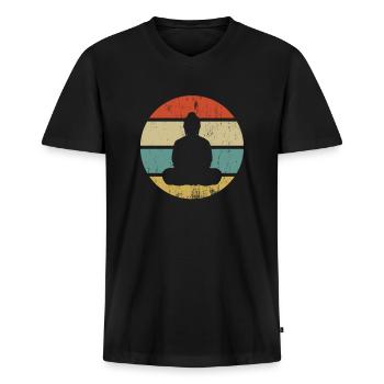 Buddhismus - Männer Premium Bio T-Shirt mit V-Ausschnitt - Schwarz - Vorne - Nico (187cm)
