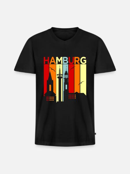 Hamburg - Men's Premium Organic T-shirt with V-neck - black