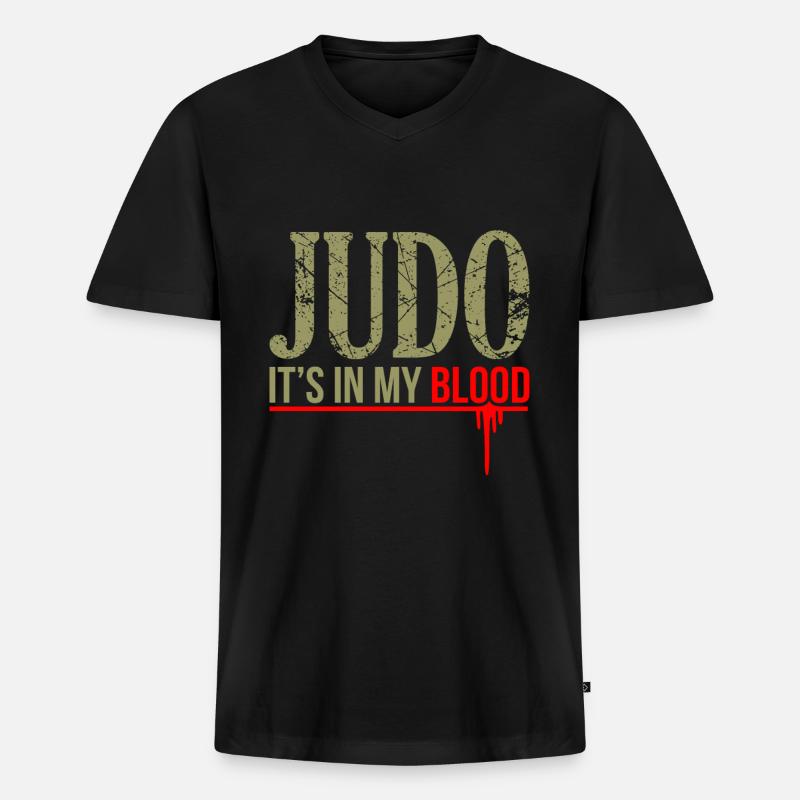 Judo - Männer Premium Bio T-Shirt mit V-Ausschnitt - Schwarz