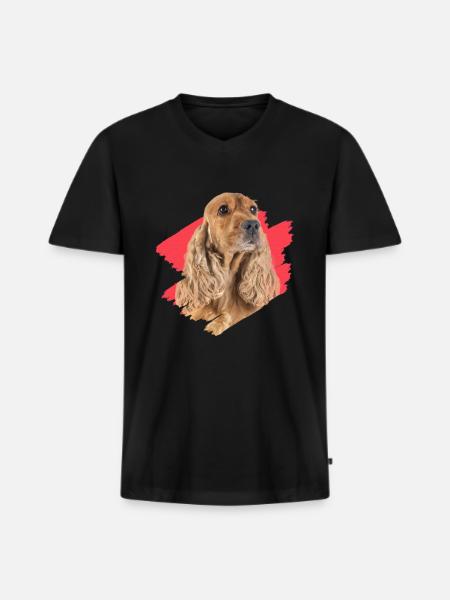 Cocker Spaniel Hündchen Geschenkidee - Männer Premium Bio T-Shirt mit V-Ausschnitt - Schwarz