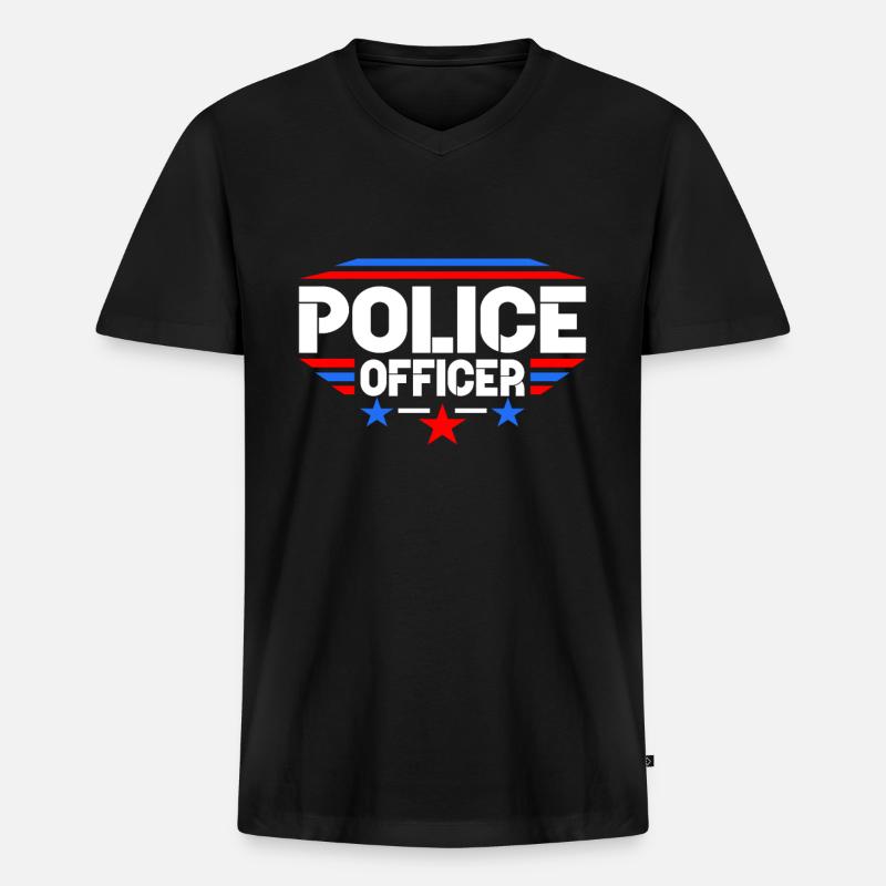Polizei - Männer Premium Bio T-Shirt mit V-Ausschnitt - Schwarz