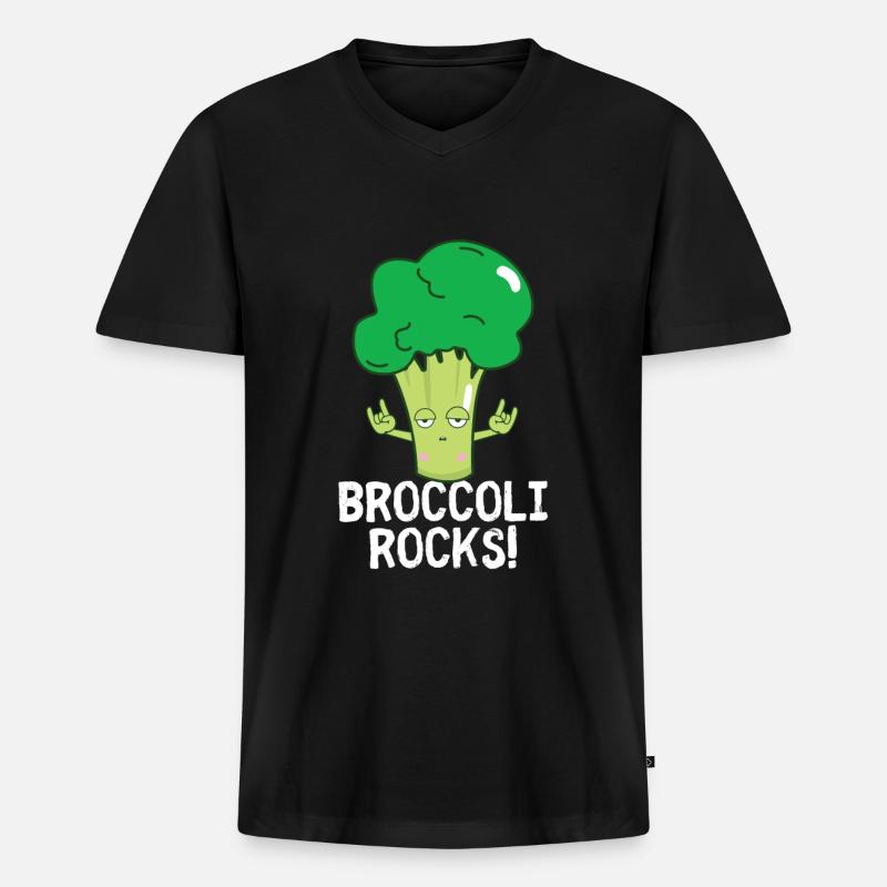 Brokkoli - Männer Premium Bio T-Shirt mit V-Ausschnitt - Schwarz