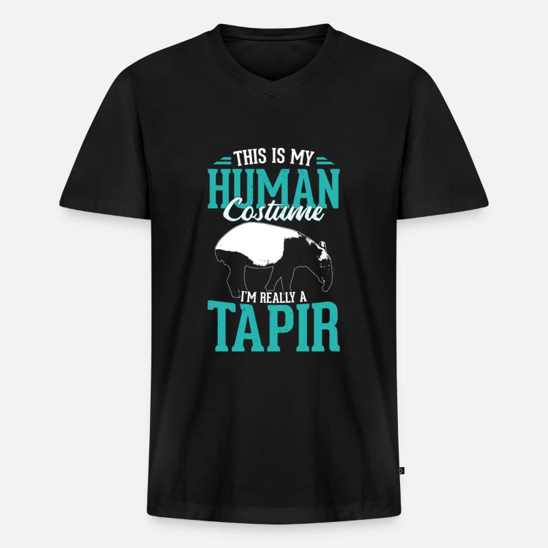 Tapir - Männer Premium Bio T-Shirt mit V-Ausschnitt - Schwarz