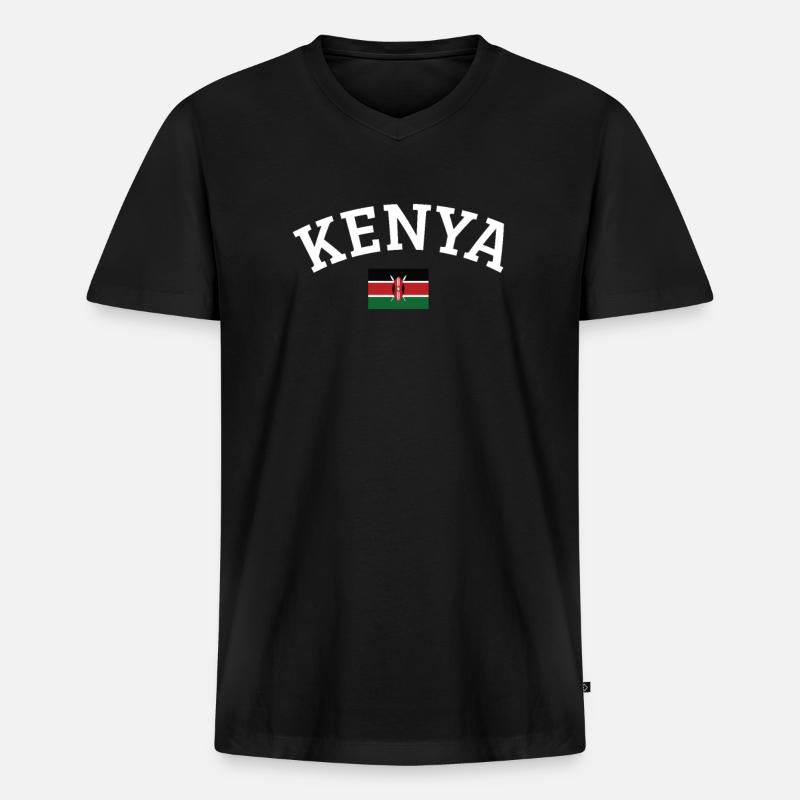 Kenia - Männer Premium Bio T-Shirt mit V-Ausschnitt - Schwarz