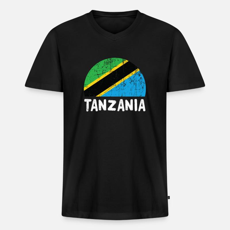 Tansania - Männer Premium Bio T-Shirt mit V-Ausschnitt - Schwarz