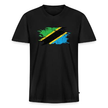 Tansania - Männer Premium Bio T-Shirt mit V-Ausschnitt - Schwarz - Vorne - Nico (187cm)