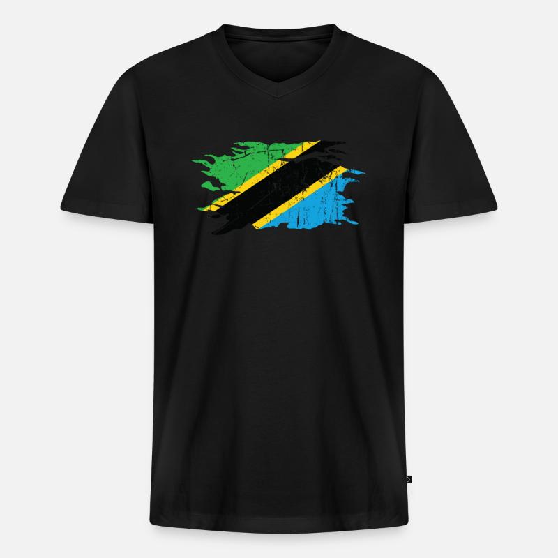 Tansania - Männer Premium Bio T-Shirt mit V-Ausschnitt - Schwarz