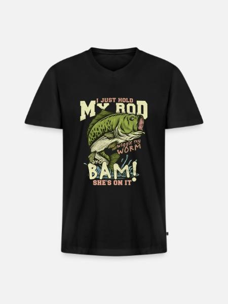 Fischen - Männer Premium Bio T-Shirt mit V-Ausschnitt - Schwarz