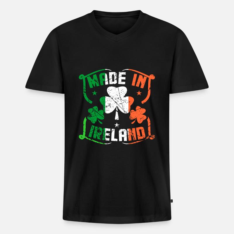 Irland - Männer Premium Bio T-Shirt mit V-Ausschnitt - Schwarz