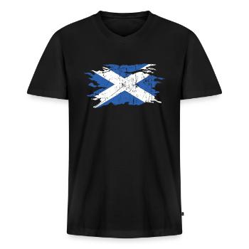 Écosse - T-shirt encolure en V Premium bio Homme - noir - Devant - Nico (187cm)