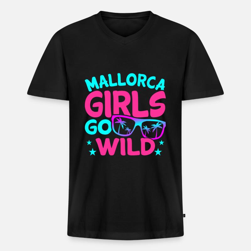 Mallorca - Männer Premium Bio T-Shirt mit V-Ausschnitt - Schwarz