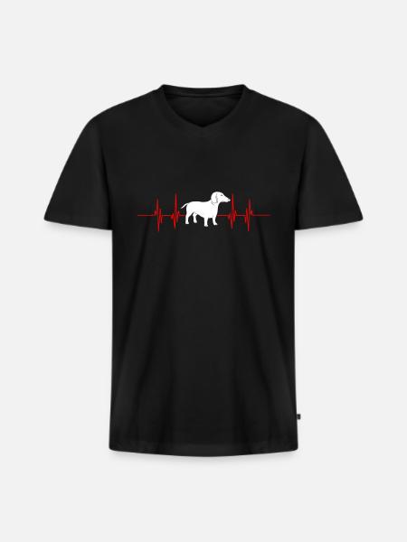 Dackel Hündchen Geschenkidee - Männer Premium Bio T-Shirt mit V-Ausschnitt - Schwarz