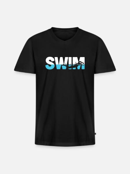 Schwimmen - Männer Premium Bio T-Shirt mit V-Ausschnitt - Schwarz