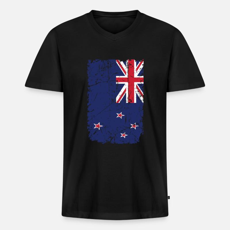 Neuseeland - Männer Premium Bio T-Shirt mit V-Ausschnitt - Schwarz