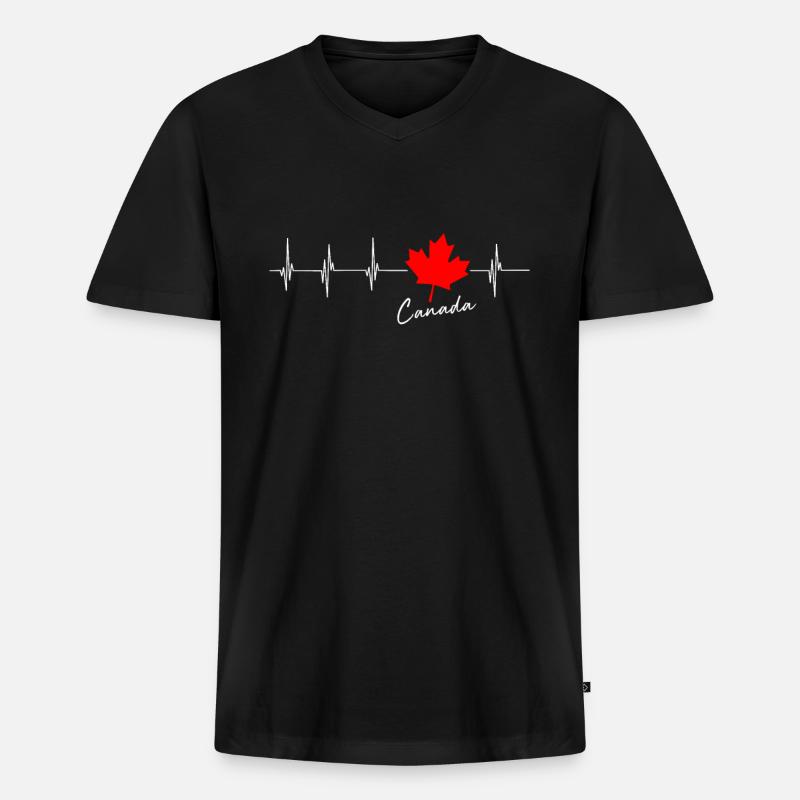 Kanada - Männer Premium Bio T-Shirt mit V-Ausschnitt - Schwarz