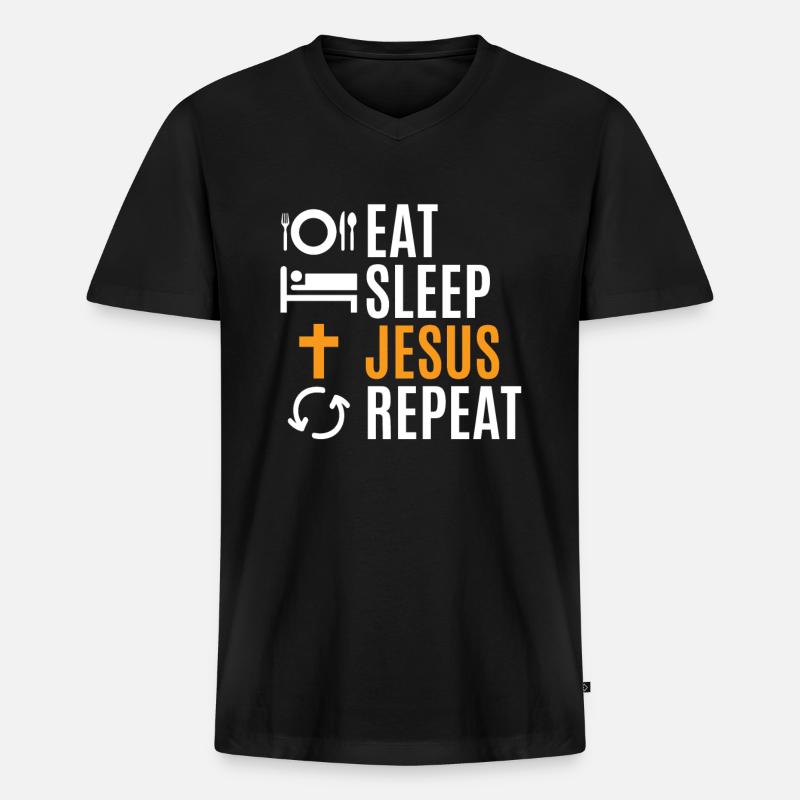 Jesus - Männer Premium Bio T-Shirt mit V-Ausschnitt - Schwarz