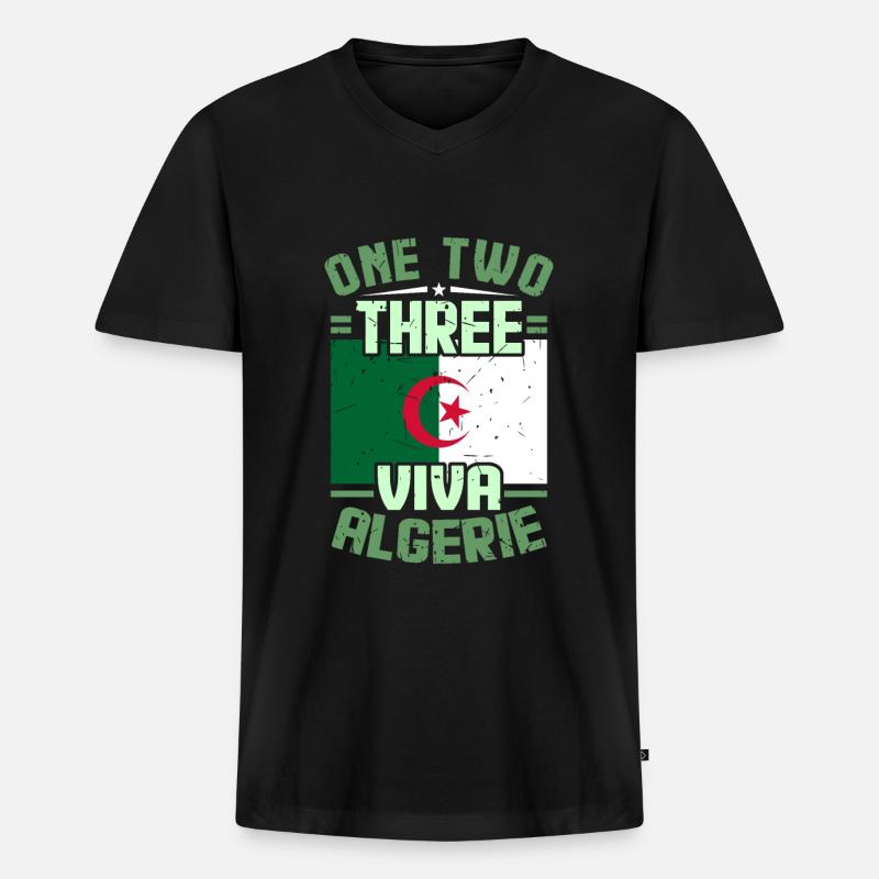 Algerien - Männer Premium Bio T-Shirt mit V-Ausschnitt - Schwarz