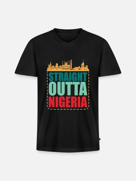Nigeria - Men's Premium Organic T-shirt with V-neck - black