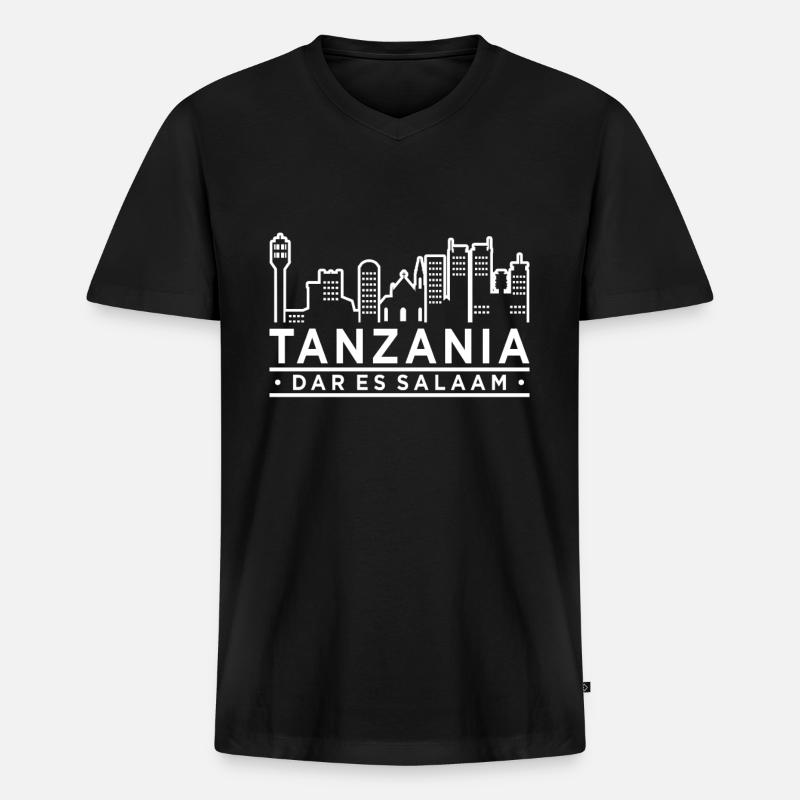Tansania - Männer Premium Bio T-Shirt mit V-Ausschnitt - Schwarz