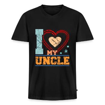 uncle - Men's Premium Organic T-shirt with V-neck - black - Front - Nico (187cm)