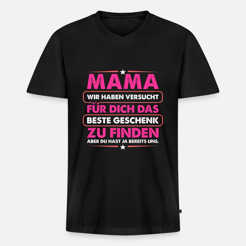 Mama - Männer Premium Bio T-Shirt mit V-Ausschnitt - Schwarz