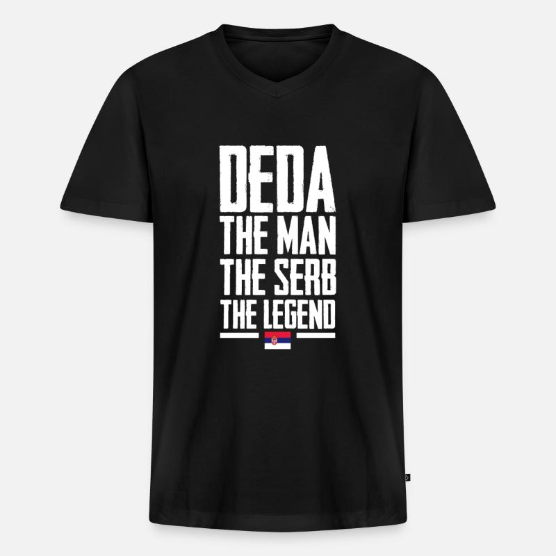 Serbien - Männer Premium Bio T-Shirt mit V-Ausschnitt - Schwarz