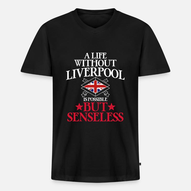 Liverpool - Männer Premium Bio T-Shirt mit V-Ausschnitt - Schwarz