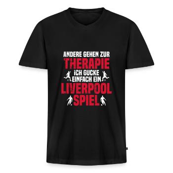 Liverpool - Männer Premium Bio T-Shirt mit V-Ausschnitt - Schwarz - Vorne - Nico (187cm)