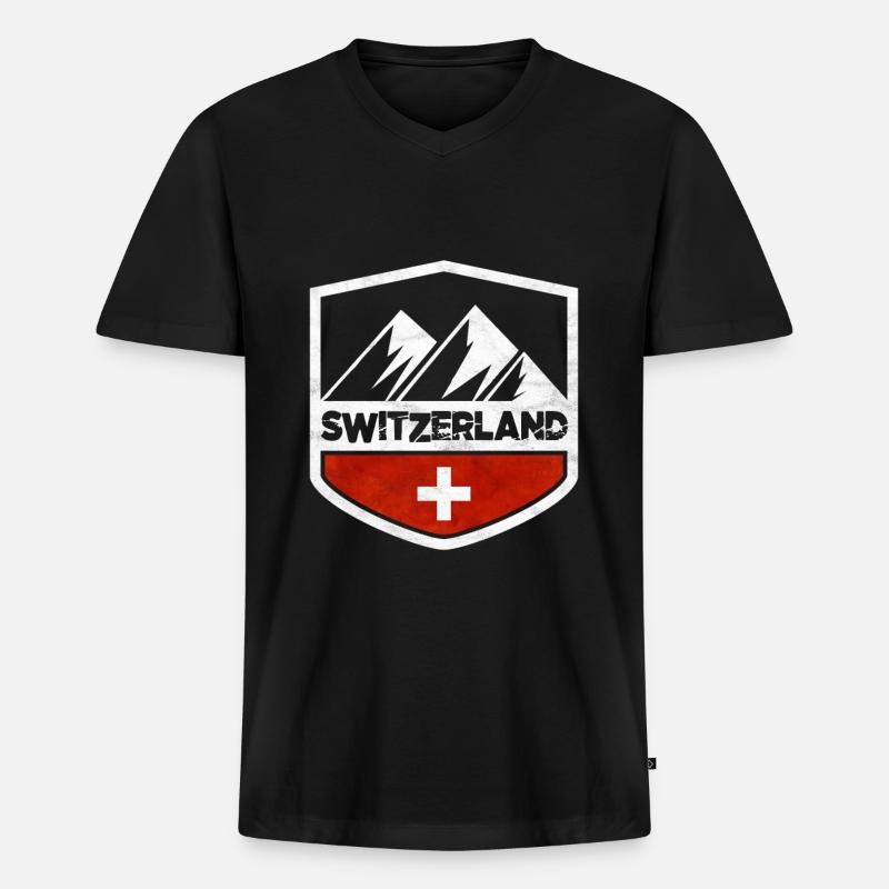 Schweiz - Männer Premium Bio T-Shirt mit V-Ausschnitt - Schwarz