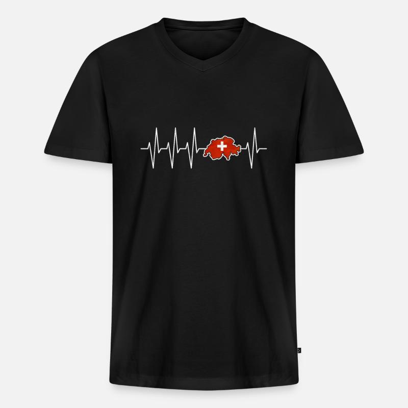 Schweiz Schweizer Geschenkidee - Männer Premium Bio T-Shirt mit V-Ausschnitt - Schwarz