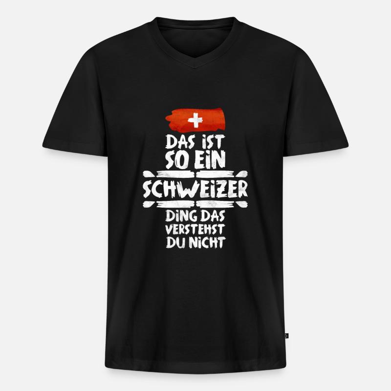 Schweiz Schweizer Geschenkidee - Männer Premium Bio T-Shirt mit V-Ausschnitt - Schwarz