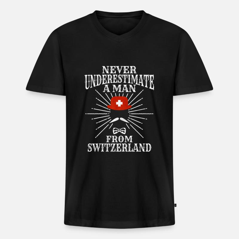 Schweiz Schweizer Geschenkidee - Männer Premium Bio T-Shirt mit V-Ausschnitt - Schwarz
