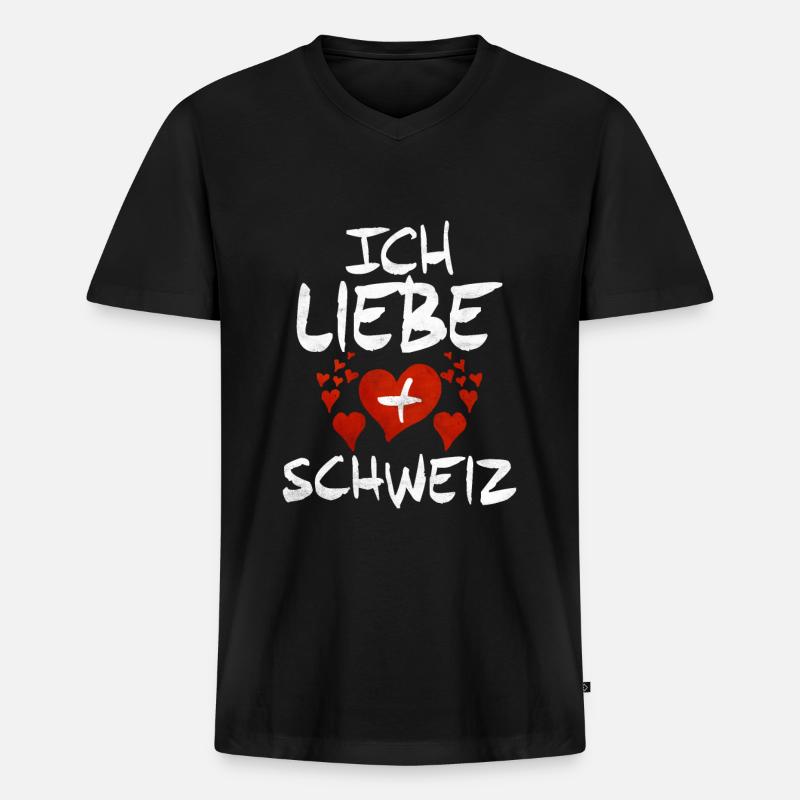 Schweiz Schweizer Geschenkidee - Männer Premium Bio T-Shirt mit V-Ausschnitt - Schwarz