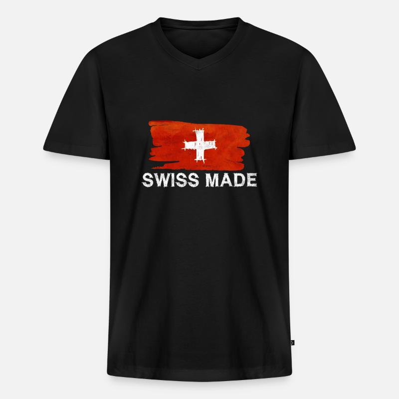 Schweiz Schweizer Geschenkidee - Männer Premium Bio T-Shirt mit V-Ausschnitt - Schwarz