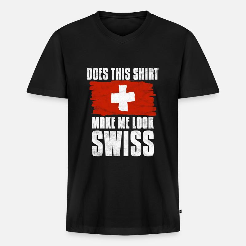 Schweiz Schweizer Geschenkidee - Männer Premium Bio T-Shirt mit V-Ausschnitt - Schwarz