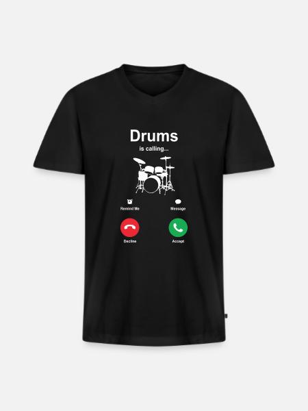 Drums - Men's Premium Organic T-shirt with V-neck - black
