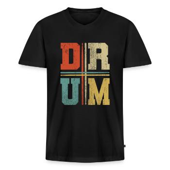 batterie - T-shirt encolure en V Premium bio Homme - noir - Devant - Nico (187cm)