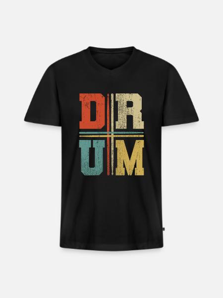 Drums - Men's Premium Organic T-shirt with V-neck - black