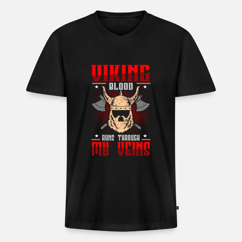 Wikinger Vikings - Männer Premium Bio T-Shirt mit V-Ausschnitt - Schwarz