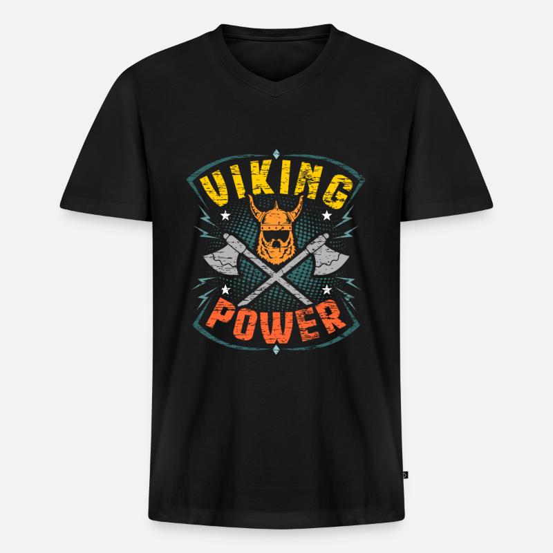 Wikinger Vikings - Männer Premium Bio T-Shirt mit V-Ausschnitt - Schwarz