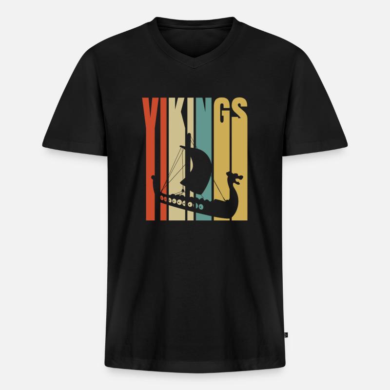Wikinger Vikings - Männer Premium Bio T-Shirt mit V-Ausschnitt - Schwarz