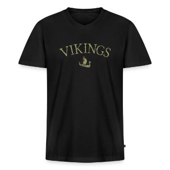 Wikinger Vikings - Männer Premium Bio T-Shirt mit V-Ausschnitt - Schwarz - Vorne - Nico (187cm)