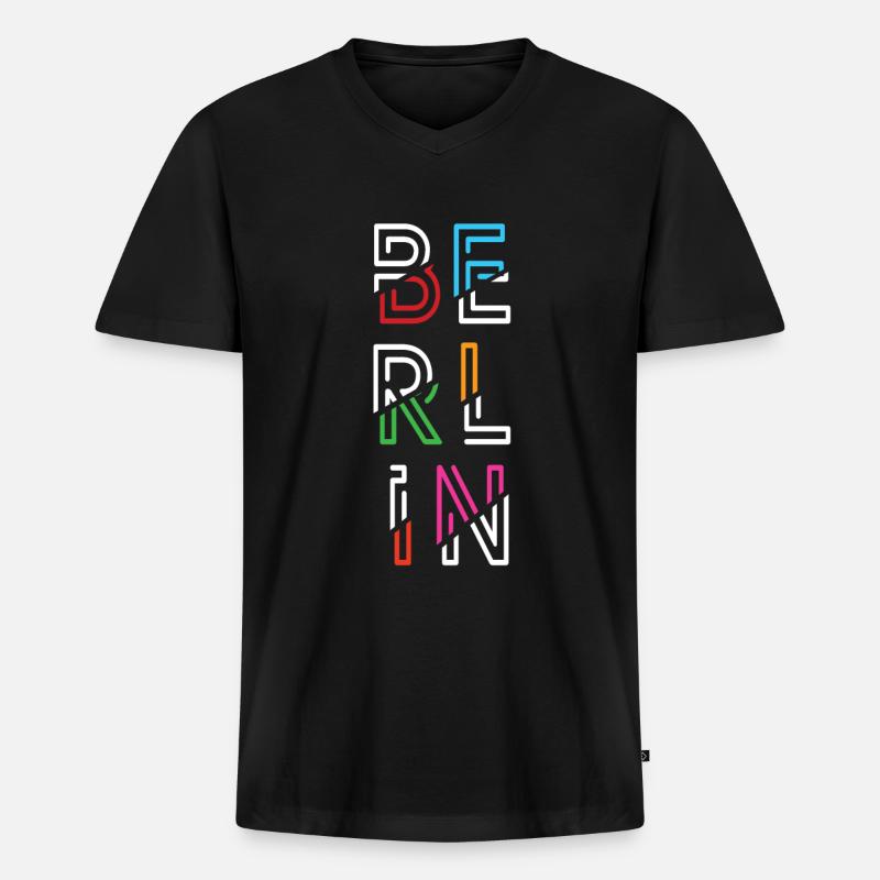 Berlin - Männer Premium Bio T-Shirt mit V-Ausschnitt - Schwarz