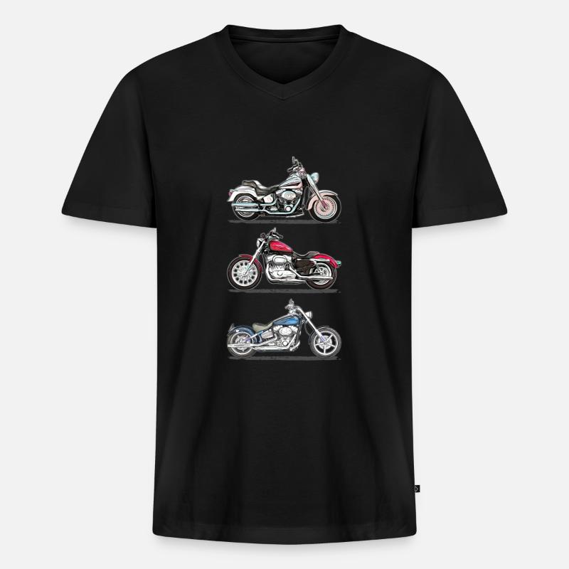 Motorrad - Männer Premium Bio T-Shirt mit V-Ausschnitt - Schwarz