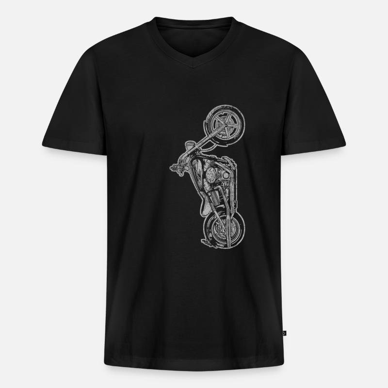 Motorrad - Männer Premium Bio T-Shirt mit V-Ausschnitt - Schwarz