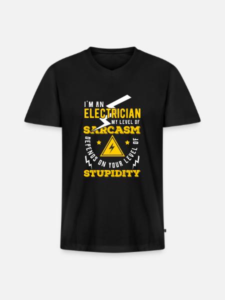 Electrician electrician - Men's Premium Organic T-shirt with V-neck - black