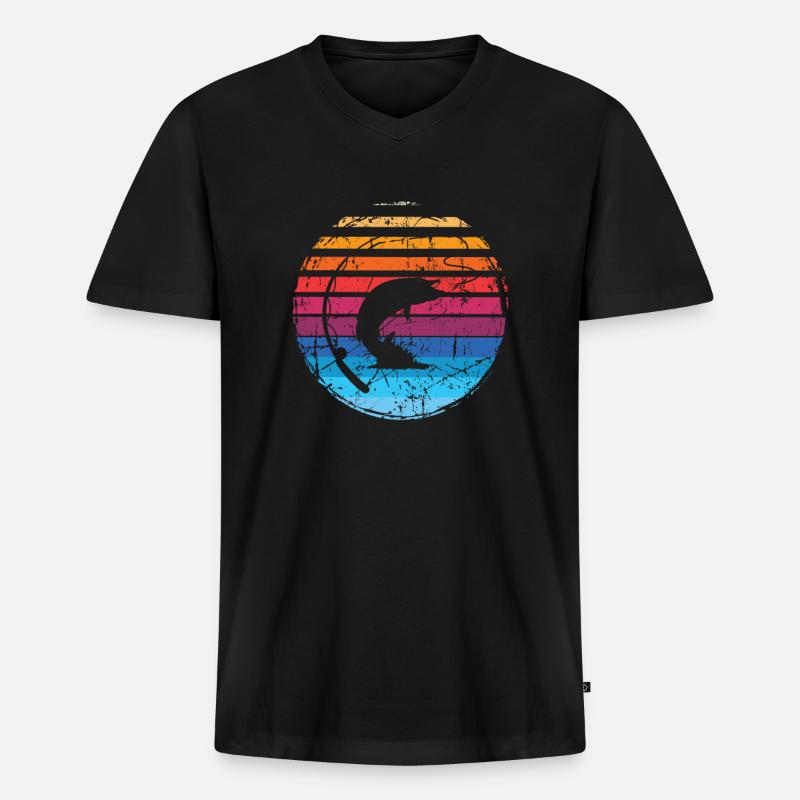 Fischen - Männer Premium Bio T-Shirt mit V-Ausschnitt - Schwarz